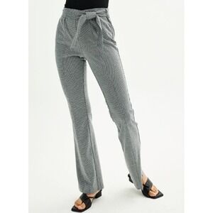 SO Juniors‎ Houndstooth Self Belted Pull On Flare Pants Medium Black Retro Indie
